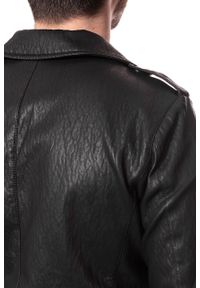 Wrangler - KURTKA SKÓRZANA WRANGLER PU LEATHER JACKET BLACK W4744VI01. Okazja: na co dzień. Kolor: czarny. Materiał: jeans, skóra ekologiczna. Styl: casual #10