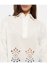 Ermanno Firenze - ERMANNO FIRENZE - Biała ażurowa bluzka oversize. Kolor: biały. Materiał: bawełna, koronka, materiał. Długość rękawa: długi rękaw. Długość: długie. Wzór: ażurowy #3