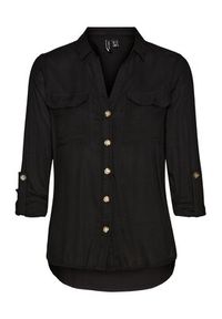 Vero Moda Koszula Bumpy 10275283 Czarny Regular Fit. Kolor: czarny. Materiał: wiskoza