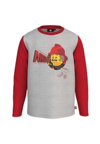 LEGO - Lego longsleeve bawełniany dziecięcy kolor szary z nadrukiem. Okazja: na co dzień. Kolor: szary. Materiał: bawełna. Długość rękawa: długi rękaw. Wzór: nadruk. Styl: casual #1