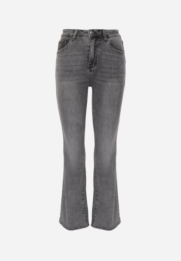 Renee - Szare Jeansy Flare Regular Waist z Bawełną i Dodatkiem Wiskozy Arritina. Okazja: na co dzień. Kolor: szary. Długość: krótkie. Styl: klasyczny, casual, retro