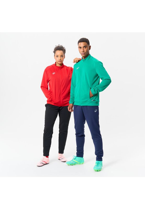 KIPSTA - Bluza piłkarska Kipsta Essential Club. Typ kołnierza: komin. Kolor: czerwony. Materiał: poliester, elastan, tkanina, prążkowany, materiał. Sport: piłka nożna