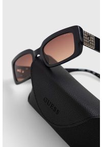 Guess okulary przeciwsłoneczne kolor czarny. Kształt: prostokątne. Kolor: czarny #5