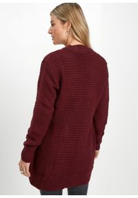 Długi sweter bez zapięcia bonprix czerwony klonowy. Kolor: czerwony. Materiał: ze splotem. Długość: długie #5