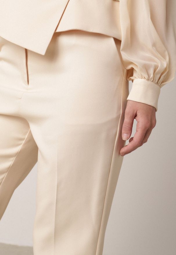 Born2be - Beżowe Eleganckie Spodnie Garniturowe VICES z Kieszeniami Zervia. Okazja: na co dzień. Kolor: beżowy. Styl: elegancki