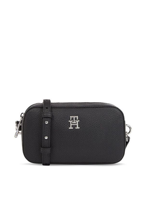 TOMMY HILFIGER - Tommy Hilfiger Torebka Th Emblem Camera Bag AW0AW15179 Czarny. Kolor: czarny. Materiał: skórzane