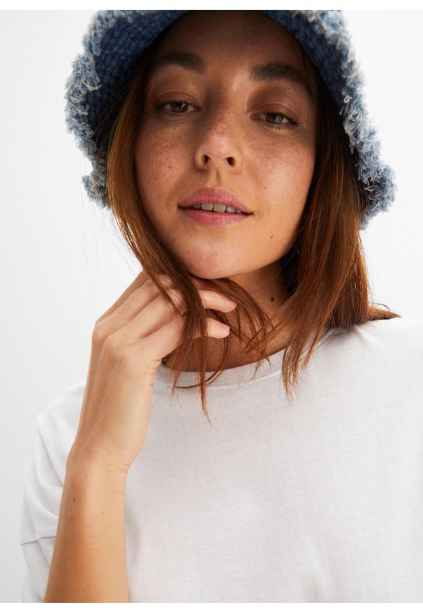 bonprix - Shirt bawełniany oversize, rękaw 1/2. Kolor: biały. Materiał: bawełna