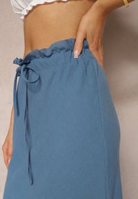 Renee - Niebieska Spódnica z Gumką w Talii Tiamantee. Kolor: niebieski. Materiał: tkanina. Sezon: lato #3