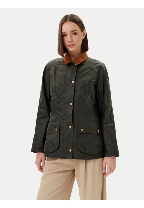 Barbour Kurtka przejściowa Beadnell Wax LWX0827OL51 Zielony Regular Fit. Kolor: zielony. Materiał: bawełna