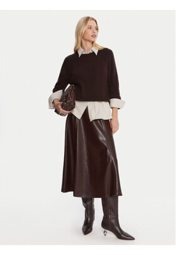 Marella Sweter Alaska 2525366102 Brązowy Regular Fit. Kolor: brązowy. Materiał: wełna