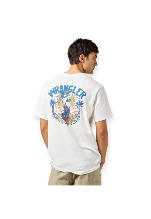 Wrangler - MESKA KOSZULKA WRANGLER GRAPHIC TEE WORN WHITE 112362835