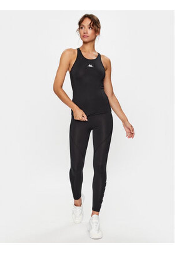 Kappa Koszulka techniczna 312083 Czarny Slim Fit. Kolor: czarny. Materiał: syntetyk