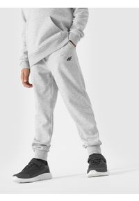 4f - 4F Spodnie dresowe joggery chłopięce - szare 158 (12-13 lat). Okazja: na co dzień. Kolor: szary. Materiał: dresówka. Wzór: gładki, ze splotem. Sezon: lato. Styl: casual, sportowy #2