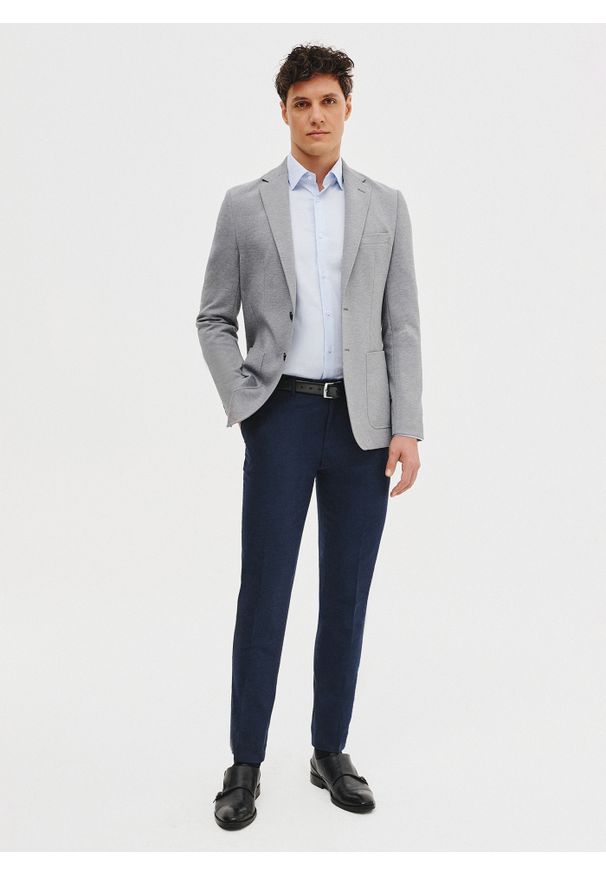 Pako Lorente - PAKO LORENTE - Jasnoszara marynarka z dzianiny. Kolor: szary. Materiał: dzianina. Sezon: wiosna