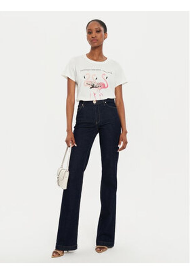 ViCOLO T-Shirt RB0910 Écru Regular Fit. Materiał: bawełna