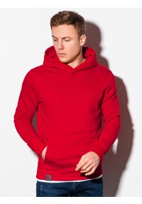 Ombre Clothing - Bluza męska z kapturem B1079 - czerwona - XL. Typ kołnierza: kaptur. Kolor: czerwony. Materiał: poliester, bawełna #5