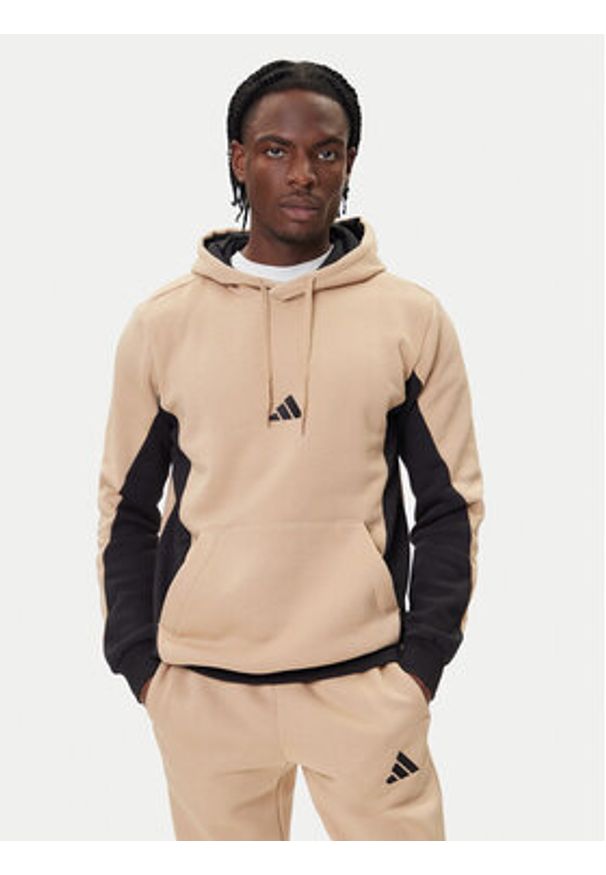 Adidas - adidas Dres Fleece Colorblock KB5265 Beżowy Regular Fit. Kolor: beżowy. Materiał: bawełna