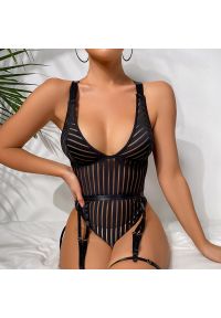 Intica - Body z pasem do pończoch na specjalne okazje Tirzah. Kolor: czarny. Materiał: tkanina, materiał #3