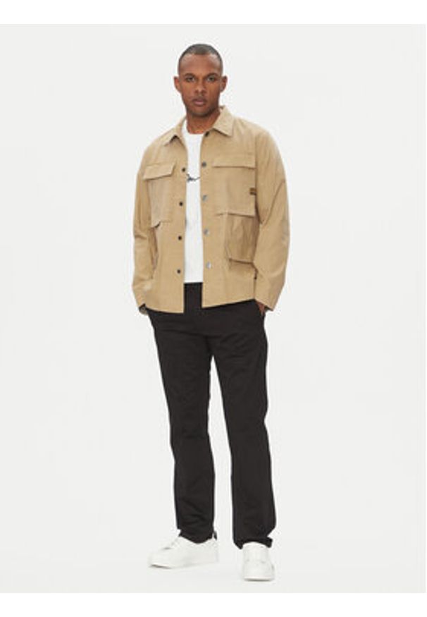 G-Star RAW - G-Star Raw Kurtka przejściowa 4 Pkt Overshirt D26429-D387 Beżowy Slim Fit. Kolor: beżowy. Materiał: bawełna