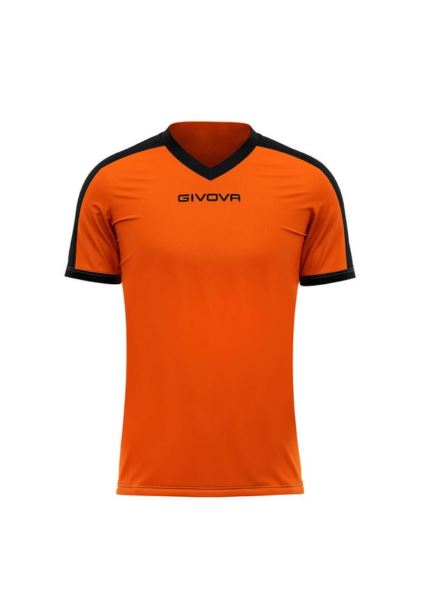 Koszulka piłkarska dla dorosłych Givova Revolution Interlock. Kolor: pomarańczowy, czarny, wielokolorowy, żółty. Sport: piłka nożna