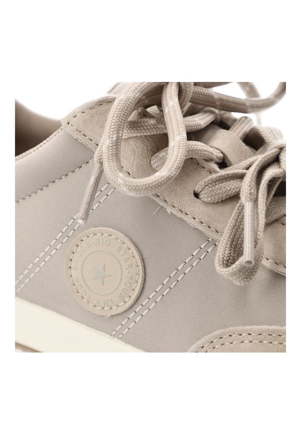 Big-Star - Sneakersy damskie Big Star, cholewka z połączenia materiału tekstylnego i skóry naturalnej sznurowany fason miękka wyściółka, beżowe, UU274001. Okazja: na co dzień, na spacer, do pracy. Zapięcie: sznurówki. Kolor: beżowy. Materiał: materiał, skóra. Szerokość cholewki: normalna. Sport: turystyka piesza
