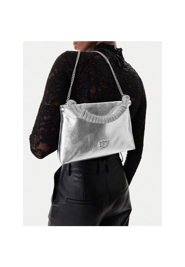 Pinko - Torebka PINKO. Kolor: srebrny