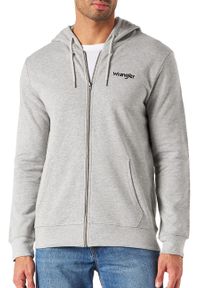 Wrangler - MĘSKA BLUZA WRANGLER ZIP THRU HOODIE MID GREY MEL W6X3HYX37