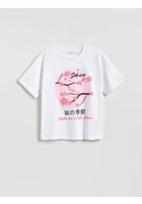 Reserved - T-shirt z nadrukiem - złamana biel. Materiał: bawełna. Wzór: nadruk #1