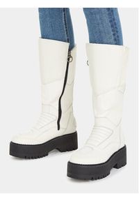 Tommy Jeans Kozaki Tjw Long Shaft Biker Boot EN0EN02376 Biały. Kolor: biały. Materiał: skóra