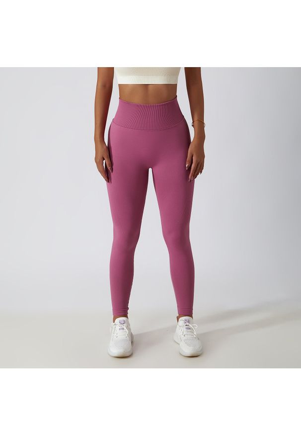 Intica - Legginsy treningowe modelujące sylwetkę z wysokim stanem Gulli. Stan: podwyższony. Kolor: różowy. Materiał: tkanina. Sport: fitness
