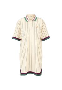 Sukienka polo w paski dla kobiet Fila Lavinia. Typ kołnierza: polo. Kolor: beżowy. Wzór: paski. Typ sukienki: sportowe. Styl: sportowy, elegancki