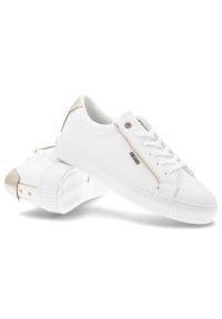 Big-Star - Sneakersy damskie Big Star, na płaskiej podeszwie z eko skóry z okrągłym noskiem i sznurowane, białe, SS274026. Okazja: na co dzień. Nosek buta: okrągły. Zapięcie: sznurówki. Kolor: biały. Materiał: guma, skóra, syntetyk, materiał. Szerokość cholewki: normalna. Obcas: na płaskiej podeszwie #2