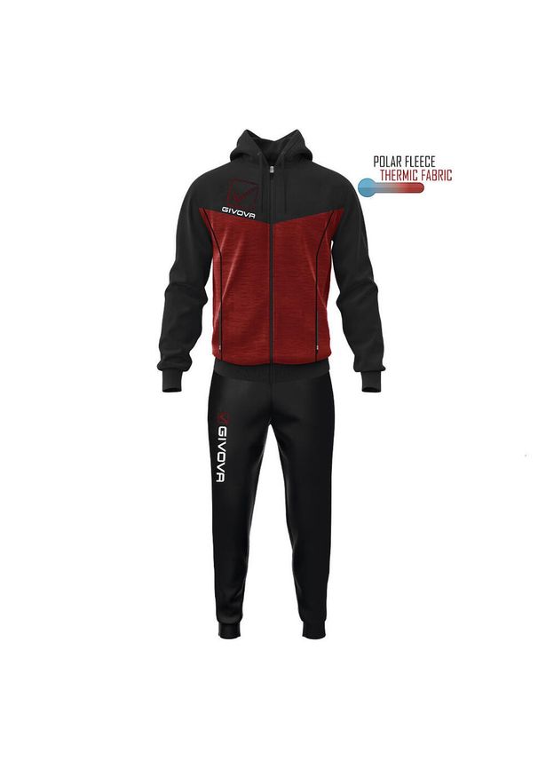 Givova Visa Melange dres polarfleece z kapturem, rozmiar L. Kolor: czerwony, wielokolorowy, czarny, brązowy. Materiał: dresówka. Sport: fitness, piłka nożna