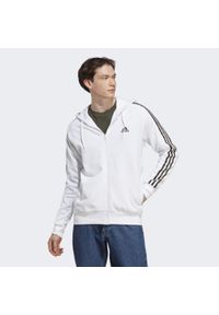 Adidas - Essentials French Terry 3-Stripes Full-Zip Hoodie. Kolor: zielony, wielokolorowy, biały