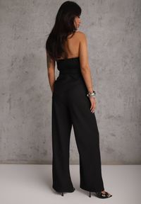 Renee - Czarny Komplet Garniturowy Asymetryczny Top Bandeau i Szerokie Spodnie Sirtila. Kolor: czarny. Materiał: poliester #2