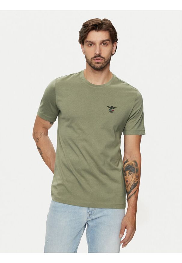 Aeronautica Militare T-Shirt 242TS2301J592 Zielony Regular Fit. Kolor: zielony. Materiał: bawełna