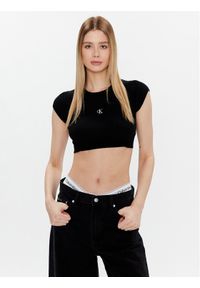Calvin Klein Jeans Bluzka J20J220709 Czarny Slim Fit. Kolor: czarny. Materiał: lyocell