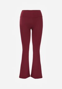 Renee - Bordowe Legginsy Dzwony High Waist Orruvana. Okazja: na co dzień. Stan: podwyższony. Kolor: czerwony. Styl: casual #6