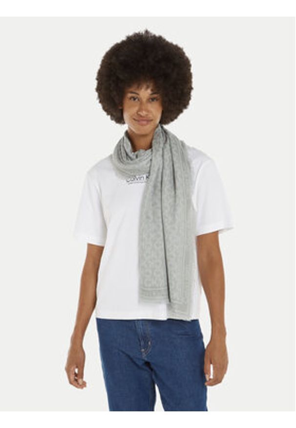 Calvin Klein Chusta Monogram Jacquard K60K608779 Szary. Kolor: szary. Materiał: materiał