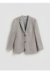 Reserved - Marynarka slim fit z lnem - ciemnoszary. Kolor: szary. Materiał: len #1