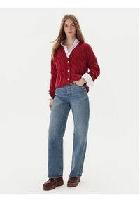 TOMMY HILFIGER - Tommy Hilfiger Kardigan WW0WW43089 Czerwony Regular Fit. Kolor: czerwony. Materiał: wełna #4