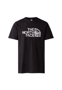 Koszulka The North Face Woodcut Dome 0A87NXJK31 - czarne. Kolor: czarny. Materiał: bawełna. Długość rękawa: krótki rękaw. Długość: krótkie. Wzór: nadruk