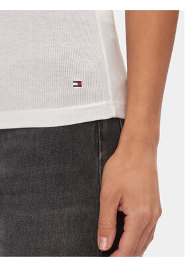 TOMMY HILFIGER - Tommy Hilfiger Top UW0UW05200 Biały Slim Fit. Kolor: biały. Materiał: lyocell