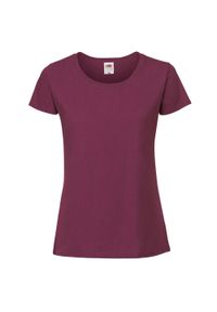 FRUIT OF THE LOOM - Koszulka Damska Iconic 195 Premium Ringspun Cotton T-shirt. Kolor: czerwony, brązowy, wielokolorowy. Sport: turystyka piesza