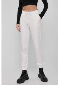 Liu Jo spodnie damskie kolor biały gładkie. Kolor: biały. Materiał: dzianina. Wzór: gładki