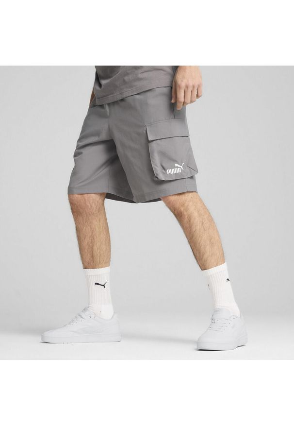 Puma - Męskie szorty bojówki Essentials 9" z logo No.1 PUMA Cast Iron Gray. Kolor: szary. Długość: krótkie. Sezon: lato