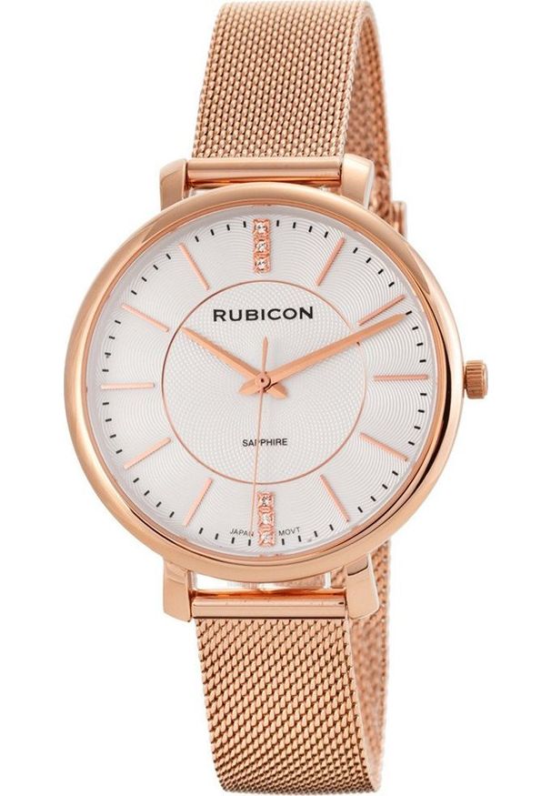 Zegarek Rubicon Zegarek damski Rubicon RBN148 CYRKONIE różowe złoto. Kolor: złoty, wielokolorowy, różowy