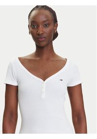 Tommy Jeans T-Shirt Henley DW0DW20902 Biały Slim Fit. Typ kołnierza: typu henley. Kolor: biały. Materiał: syntetyk, bawełna #2