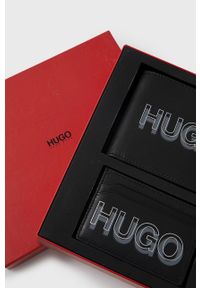 Hugo Portfel i etui na karty męski kolor czarny. Kolor: czarny. Materiał: materiał #4
