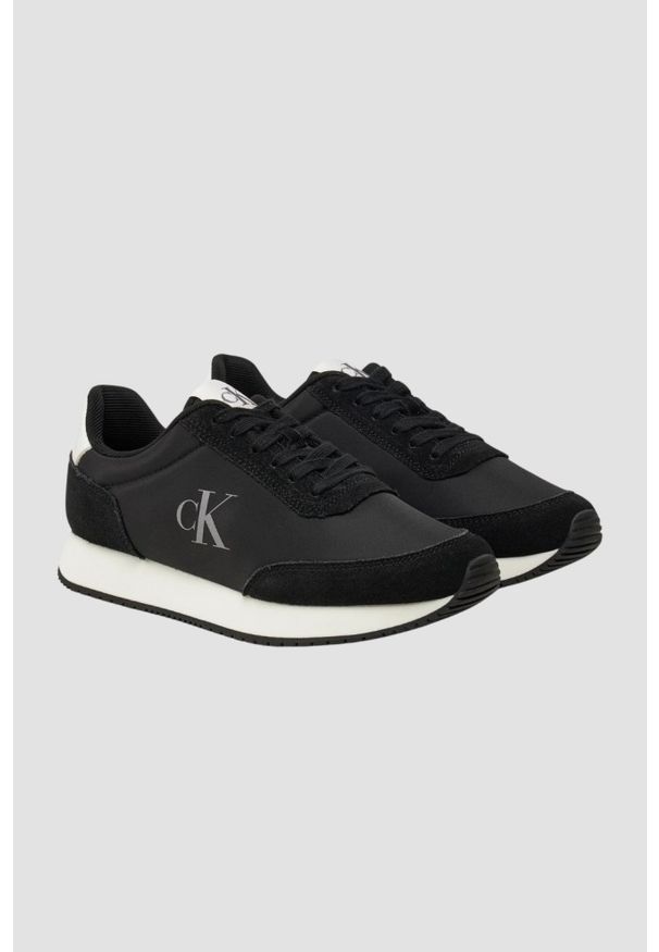 Calvin Klein - CALVIN KLEIN Czarne sneakersy damskie. Kolor: czarny